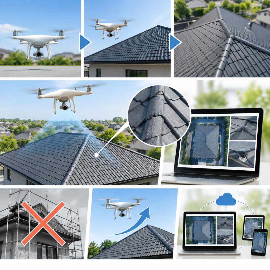 上らず確認、だから安心。ドローン点検で屋根を見える化