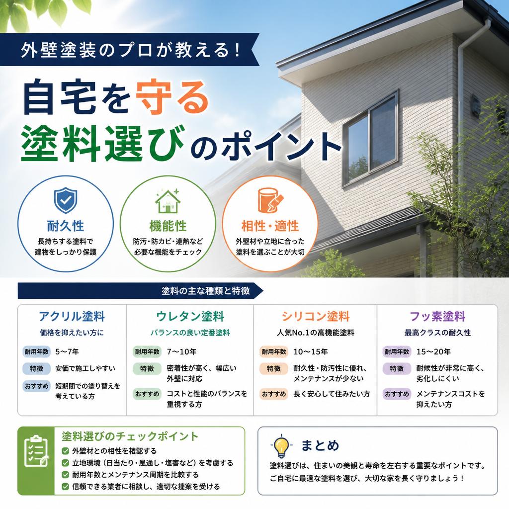 外壁塗装のプロが教える！自宅を守る塗料選びのポイント