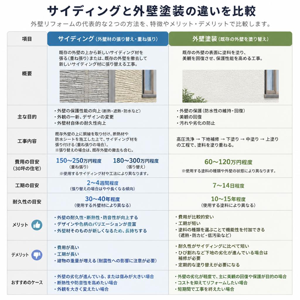 サイディングと塗装の比較