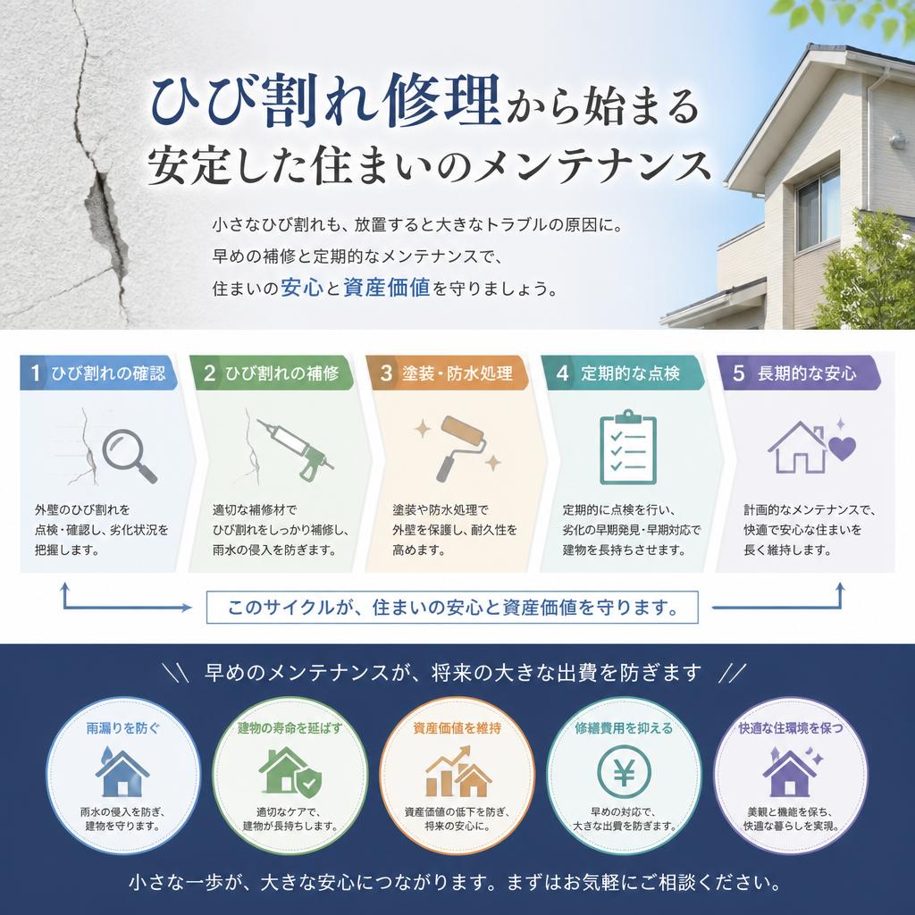 ひび割れ修理から始まる安定した住まいのメンテナンス