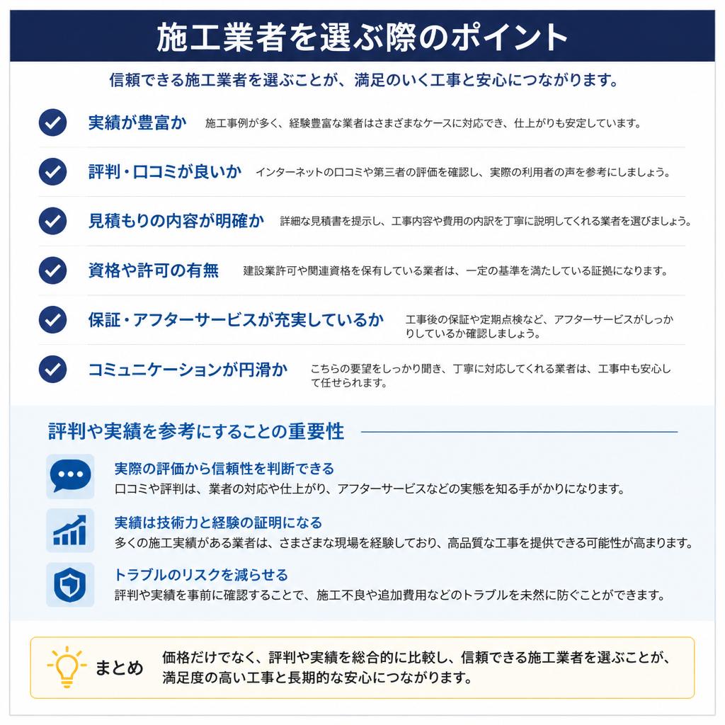 信頼できる施工業者の選び方