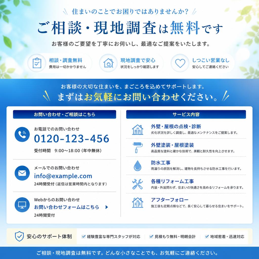問い合わせのご案内 - あなたの家も守りましょう！
