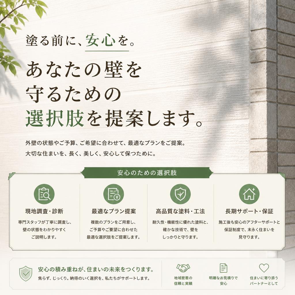 塗る前に、安心を。あなたの壁を守るための選択肢を提案します。