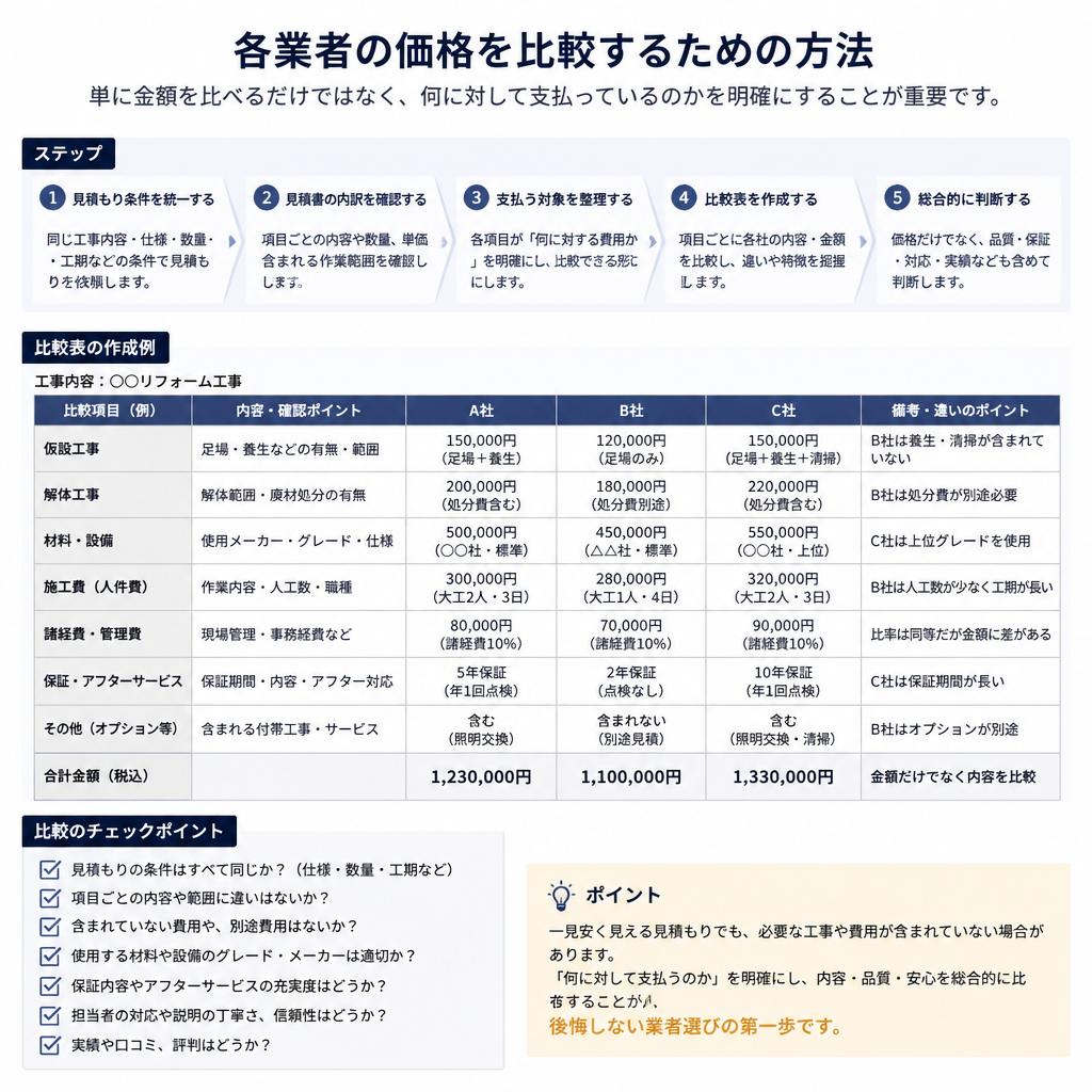価格の比較方法