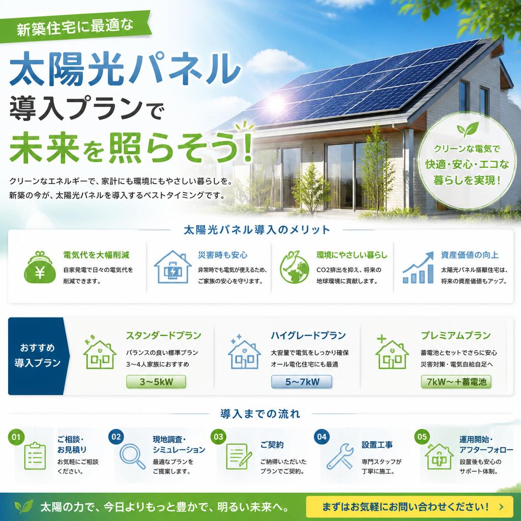 新築住宅に最適な太陽光パネル導入プランで未来を照らそう！
