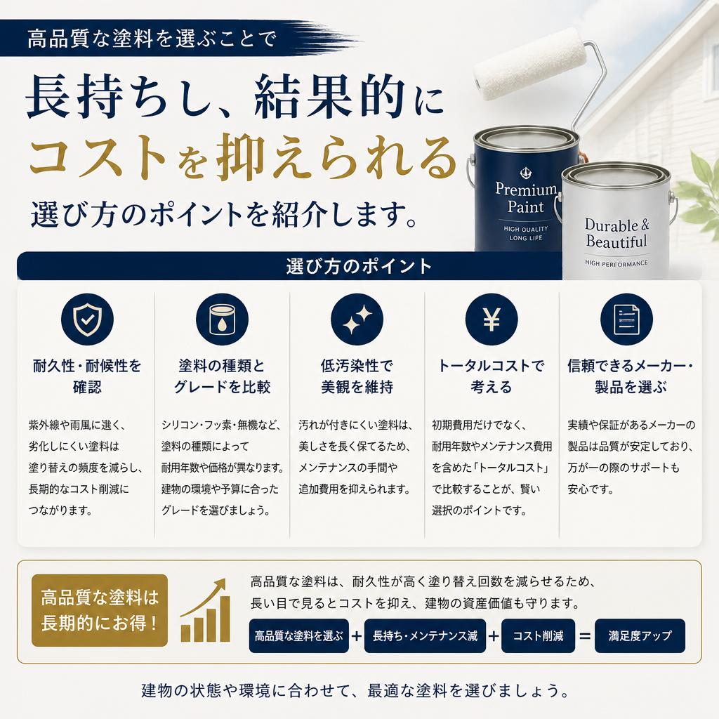 2. コストを抑えるための塗料選び