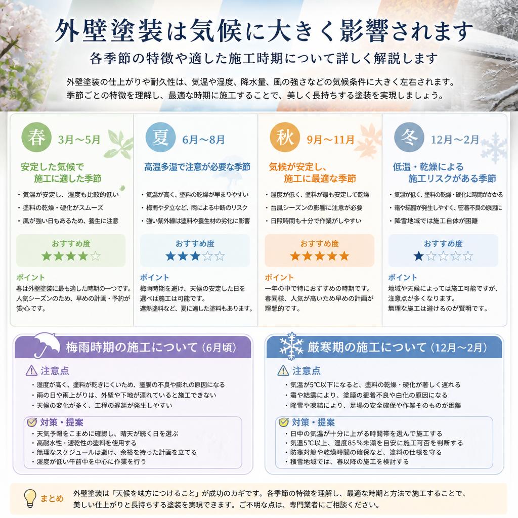 季節に応じた施工の注意点