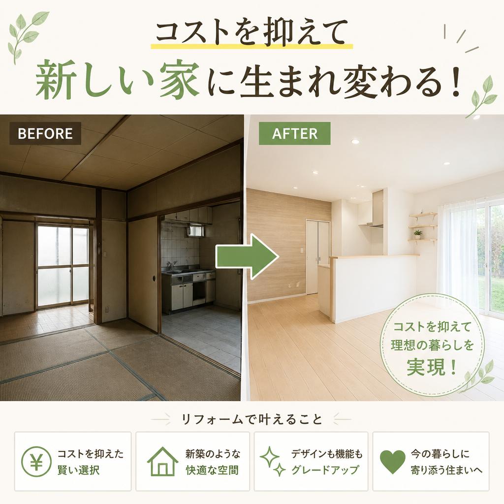 コストを抑えて新しい家に生まれ変わる！