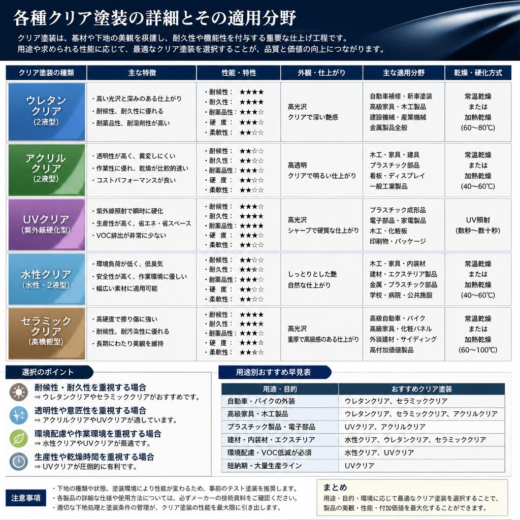 2. クリア塗装の種類と特徴
