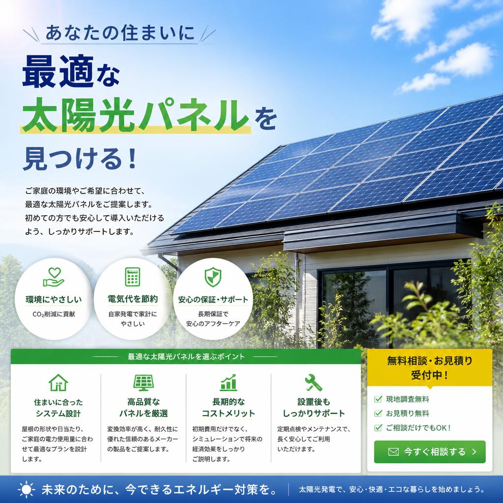 あなたの住まいに最適な太陽光パネルを見つける！