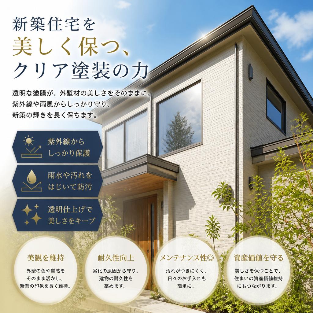 新築住宅を美しく保つ、クリア塗装の力
