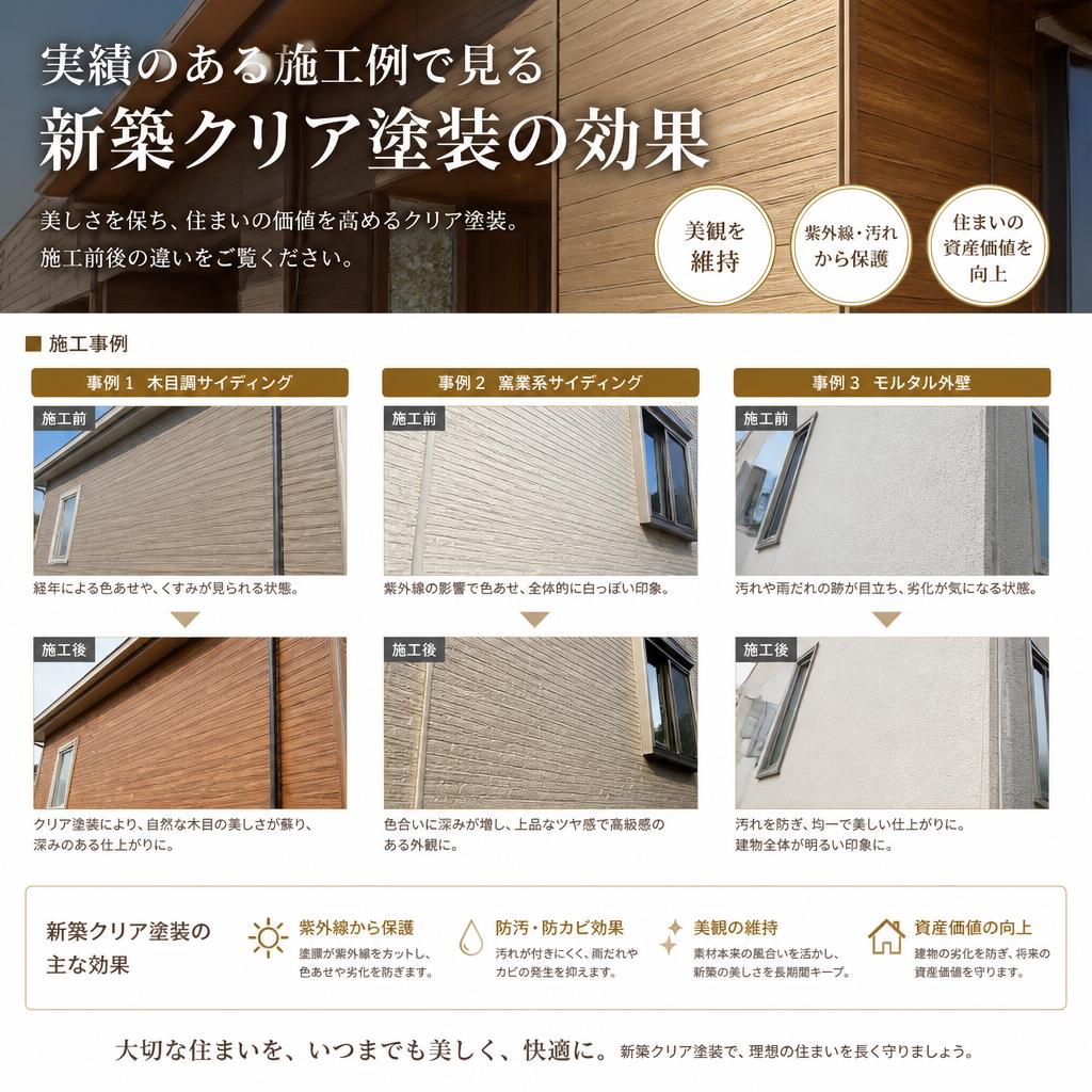 実際の施工例で見る新築クリア塗装の効果