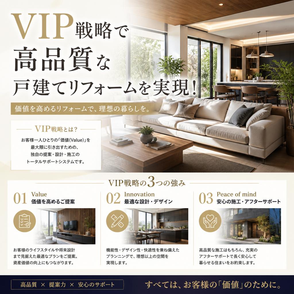 VIP戦略で高品質な戸建てリフォームを実現！