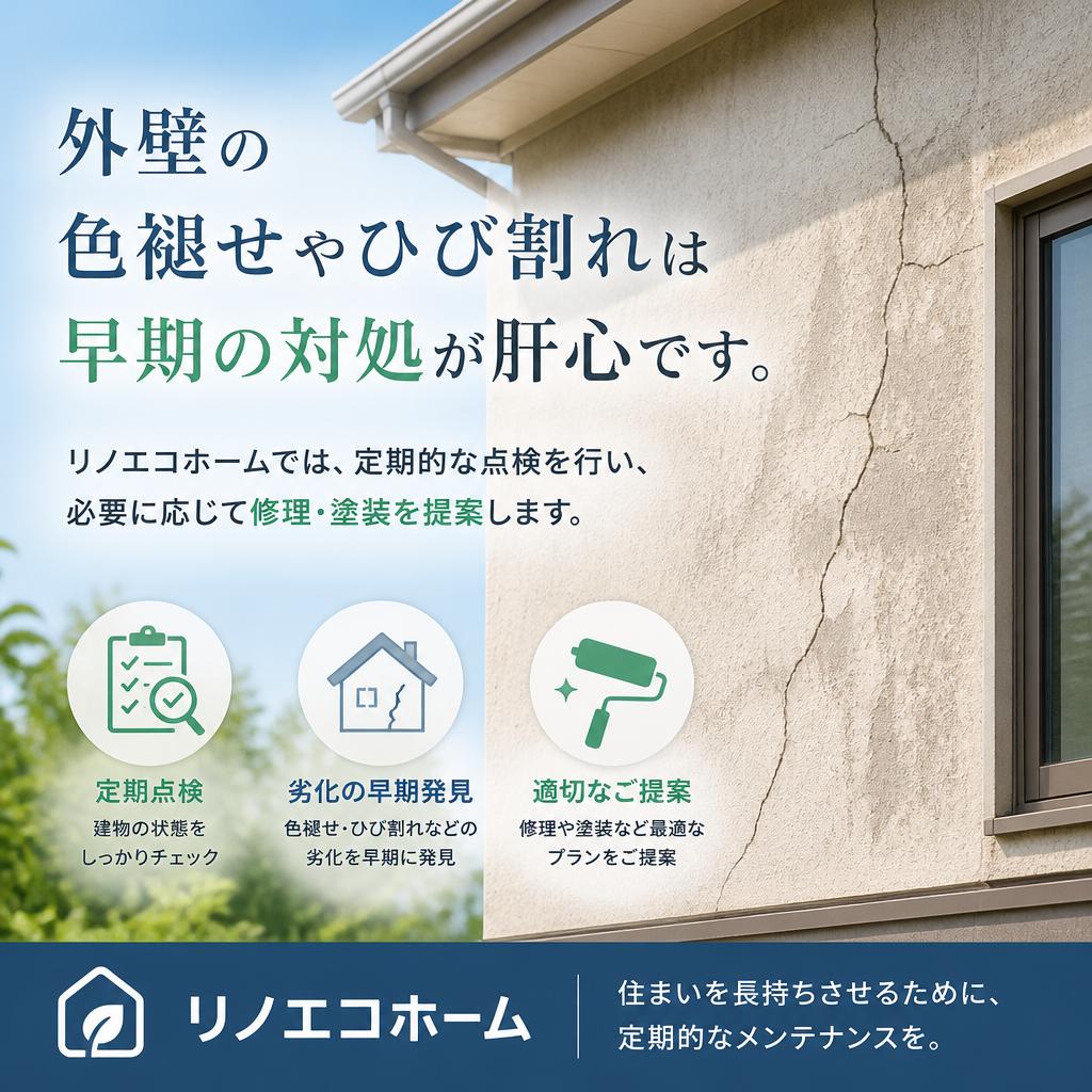 色褪せやひび割れの早期発見・修理