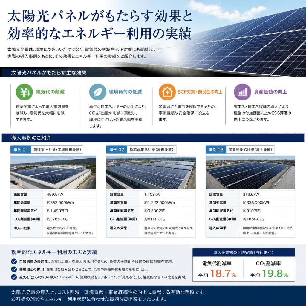 太陽光パネルの効果と実績