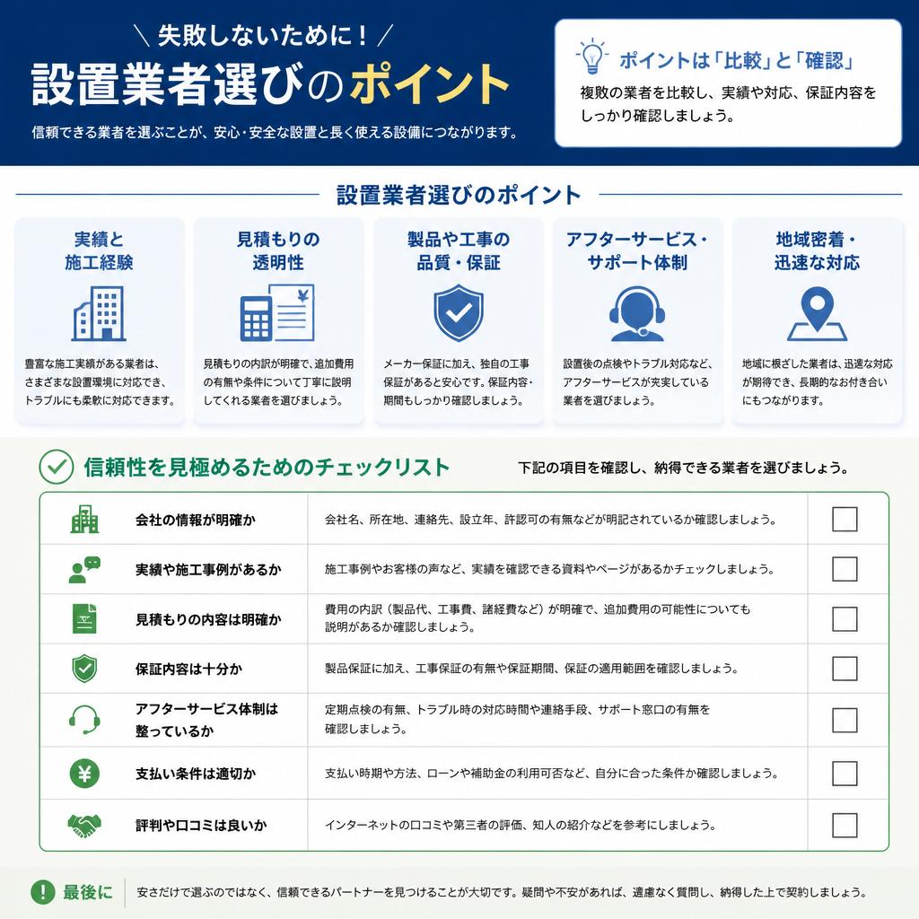 信頼できる設置業者の選び方