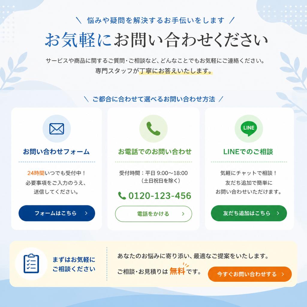 今すぐお問い合わせを！
