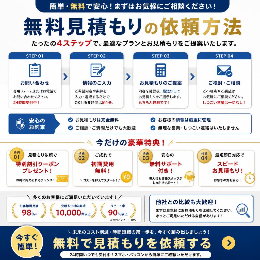 今すぐお見積もりのお問い合わせを！