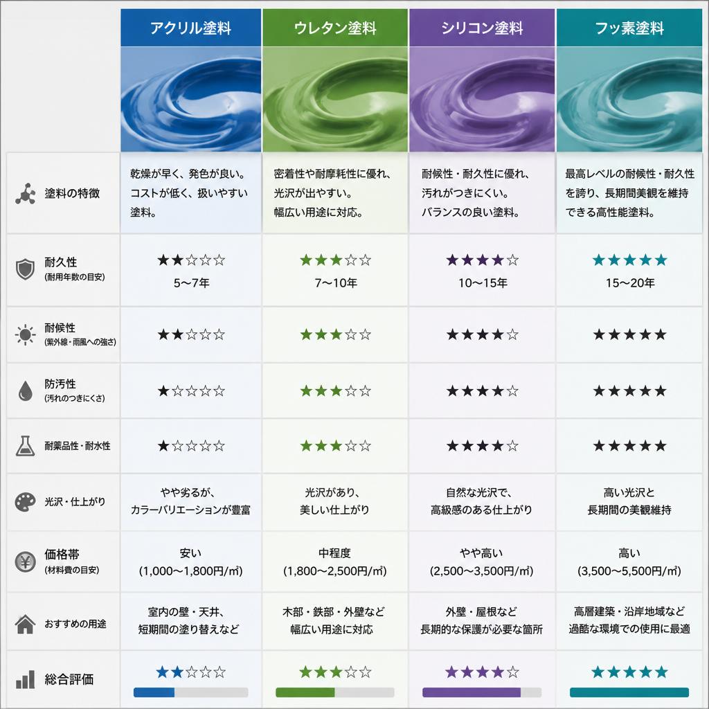 塗料の種類と比較